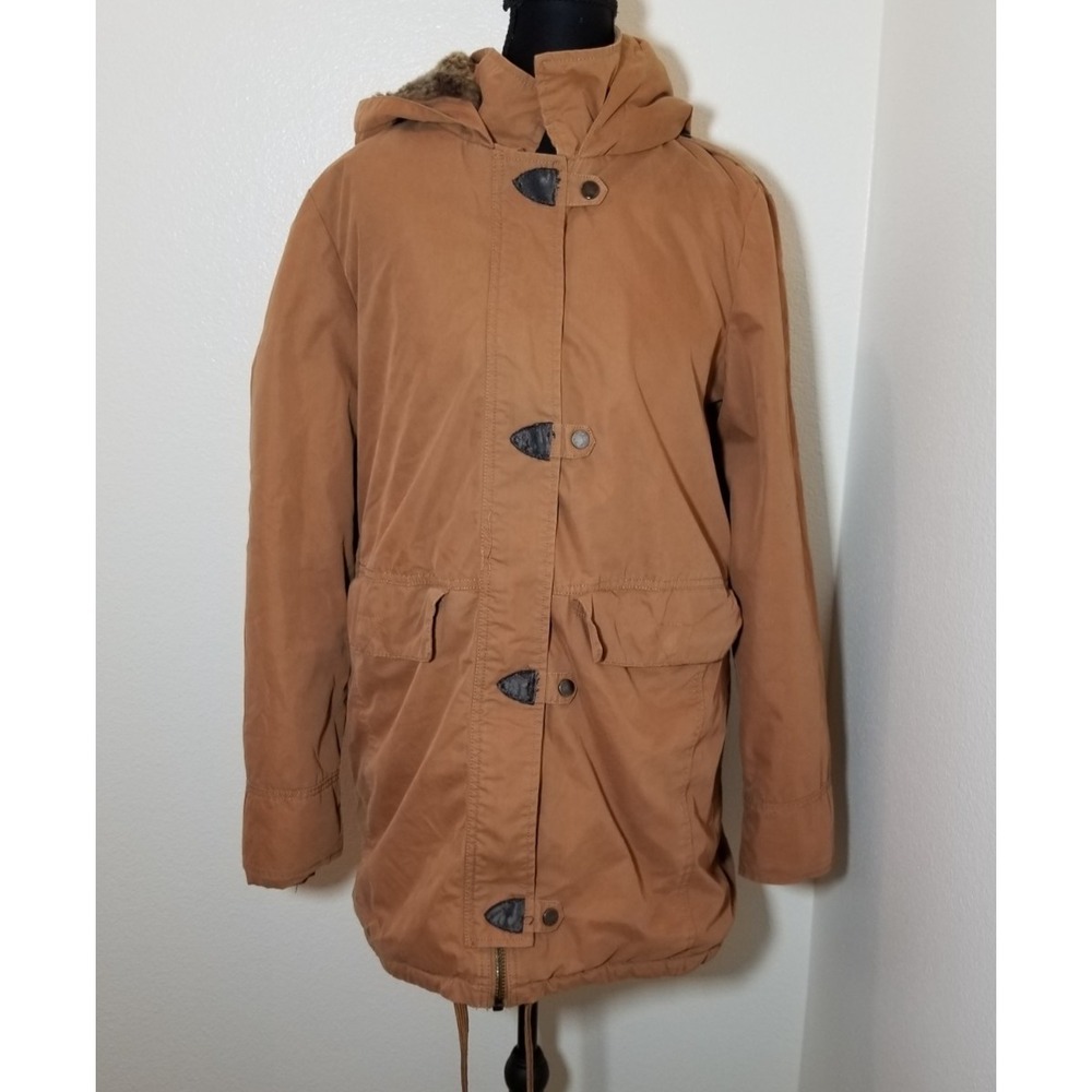 Forever 21 Womens Medium Brown Faux Fur Parka Retro Y2K Grunge Earthy Boho City
